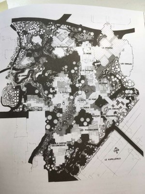 Plan masse du projet global de la Mémé Dessin de l’Atelier Simone & Lucien Kroll - Extrait de BOUCHAIN Patrick (dir.) Simone et Lucien Kroll, une architecture habitée, Actes Sud 2013, p.83